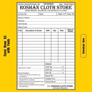 Cloth bill book design cdr file