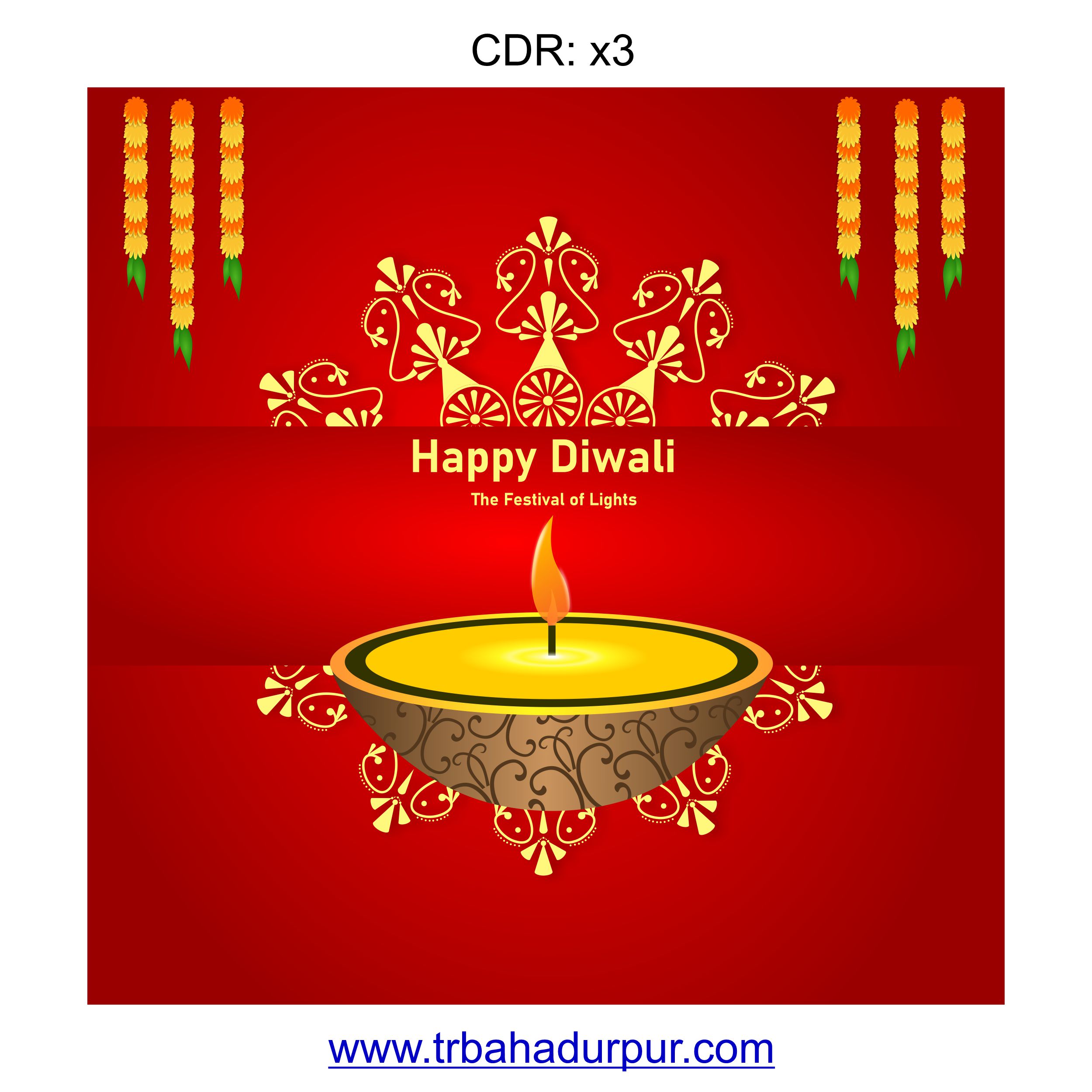 decorative happy diwali banner with hanging flower
