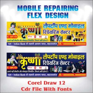 mobile repearing shop flex design cdr file with fonts