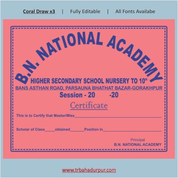Academy-Certificate-Design-CDR-file Fully editable All fonts available