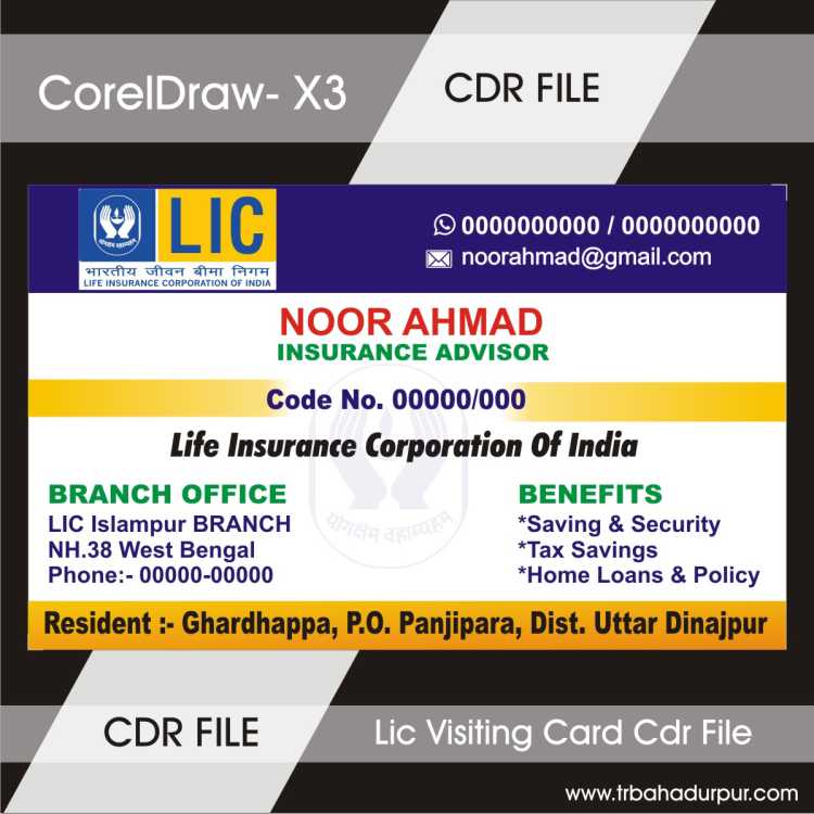 Lic Visiting Card Cdr File