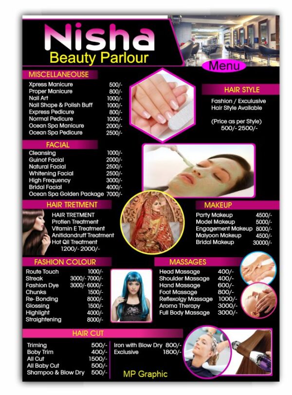 Beauty Parlour Menu Card Template CDR File - Image 2