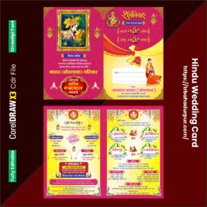 hindu wedding card design in color