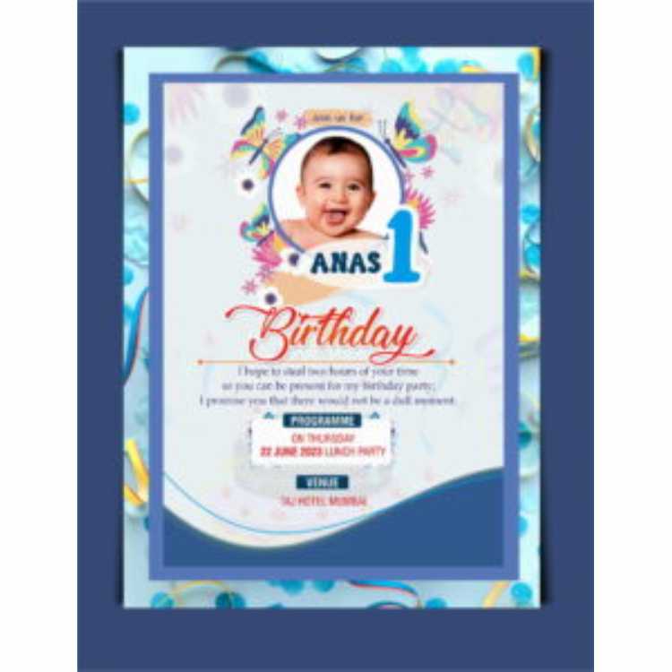 Birthday Card CDR File I First Birthday Invitation Card Design – TR  BAHADURPUR