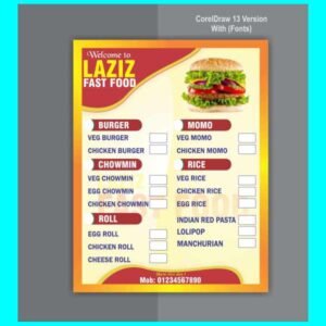 Resturant Fast Food Menu Card Design A4