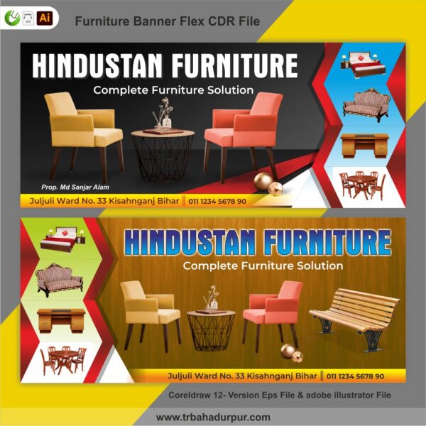 Furniture Banner Flex CDR File Eps File & adobe illustrator File - Image 3