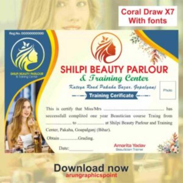 beauty parlour certificate design With Fonts Coral Draw X7