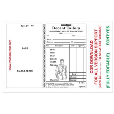 tailor bill book design 2023