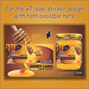 Royal honey label design x7 with font