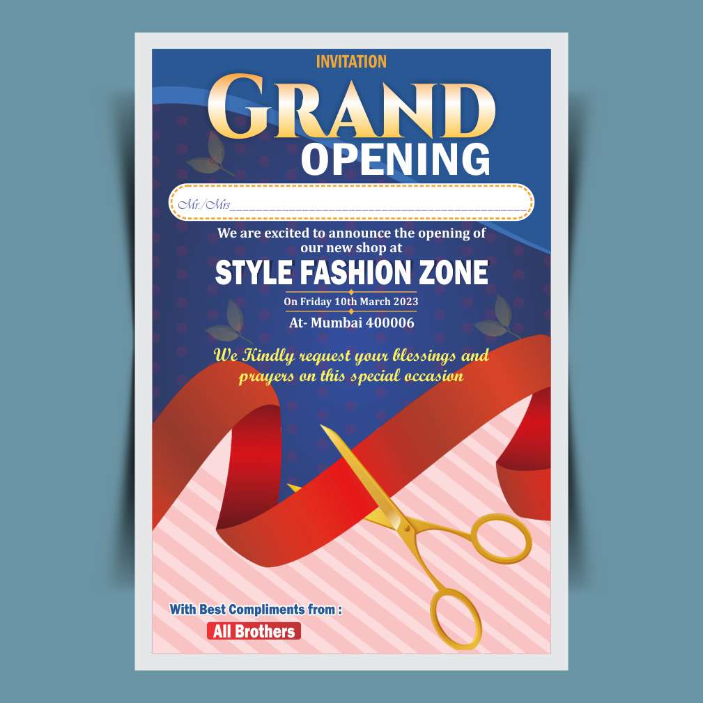 Grand Opening Invitation Card Design CDR File I New Fancy Grand Opening Card CDR