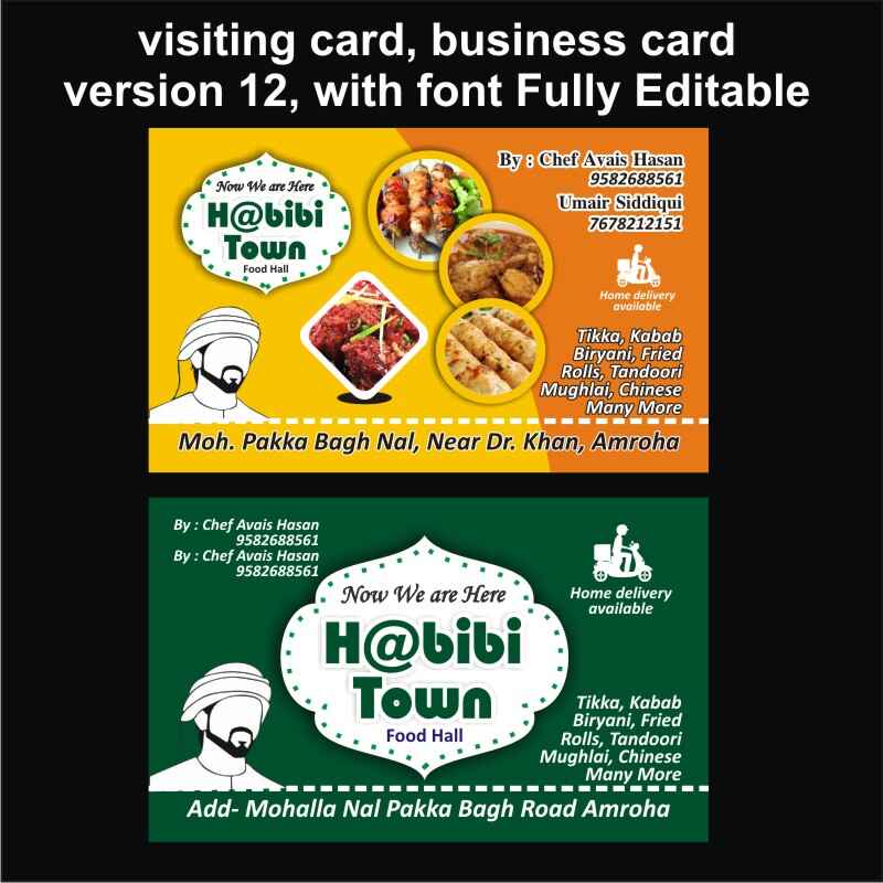 restaurant business card habibi town food visiting card hotel visiting card design cdr file