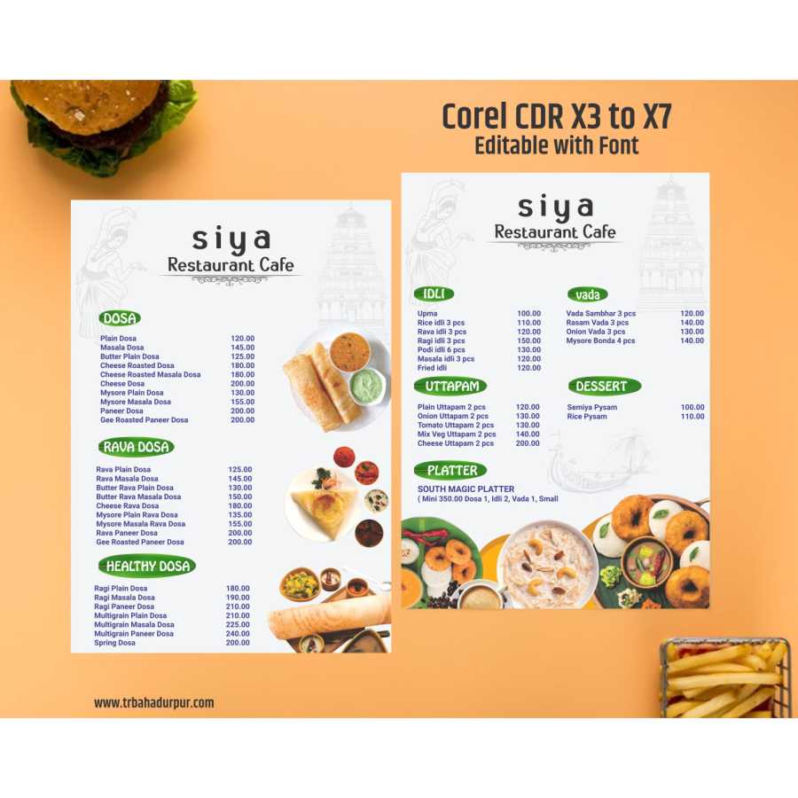 restaurant and cafe menu card