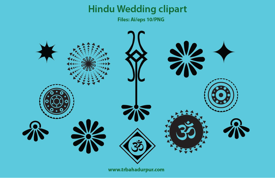 Hindu wedding clipart editable vector design set