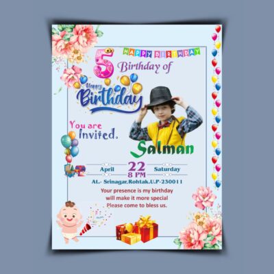 Fency New First Birthday Invitation Card Hindi Design CDR