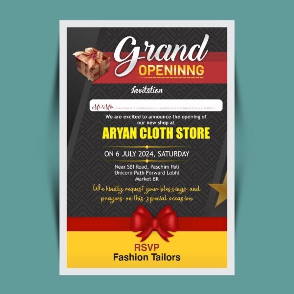New Shop Grand Opening Invitation Card CDR File Download