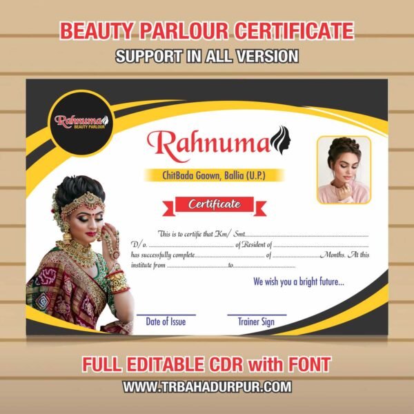 Beauty Parlour Certificate Design