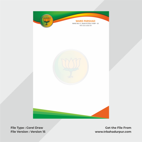 Letter Head CDR File | BJP Government Member or Person | Letter Head Design