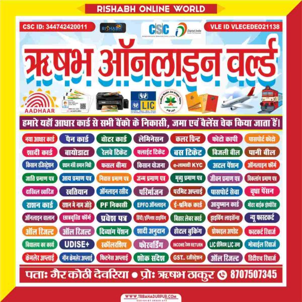 Rishabh Online World (CSC) Digital Seva Kendra Online Center Banner Design Cdr File