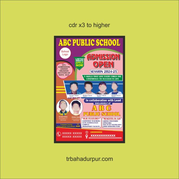 School Admission Poster & banner Cdr file 2024