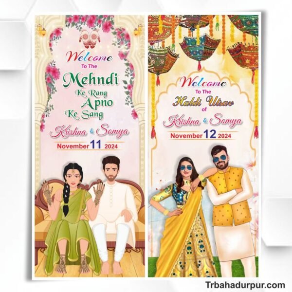 Mehndi and Haldi Ceremony Standee Design cdr file