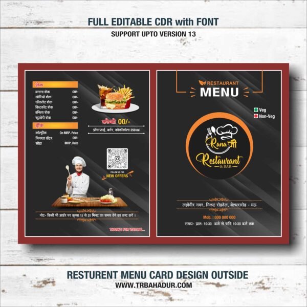 Restaurant Menu card