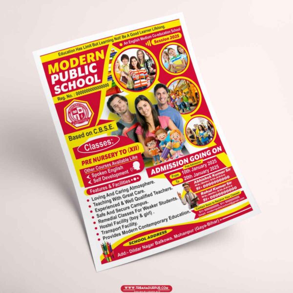 Modern Public School Flyer Pamphlet Design Cdr File