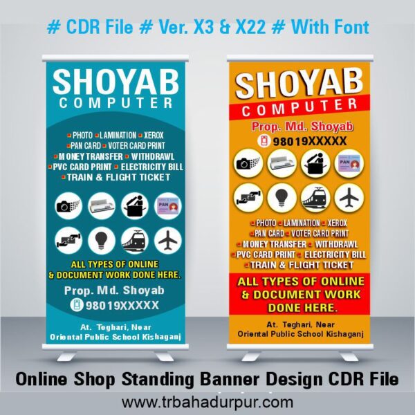 Online Shop Standing Banner Design CDR File