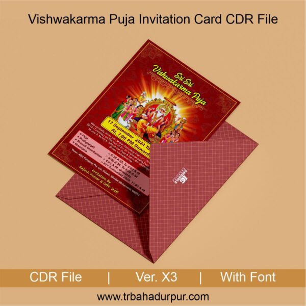 Vishwakarma Puja Invitation Card CDR File - Image 3