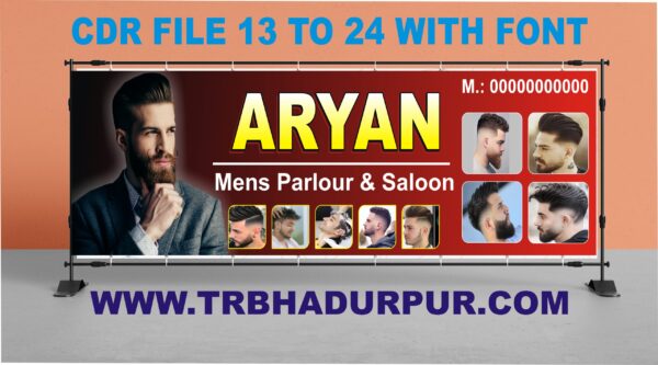 HAIR SALOON BANNER CDR FILE WITH FONT