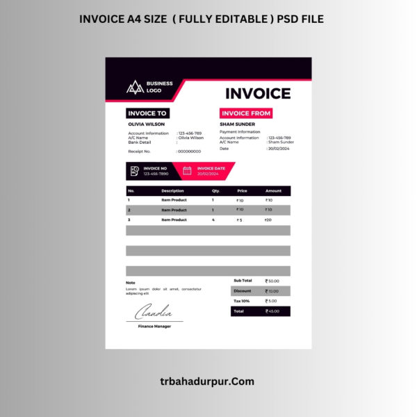 Invoice PSD file fully