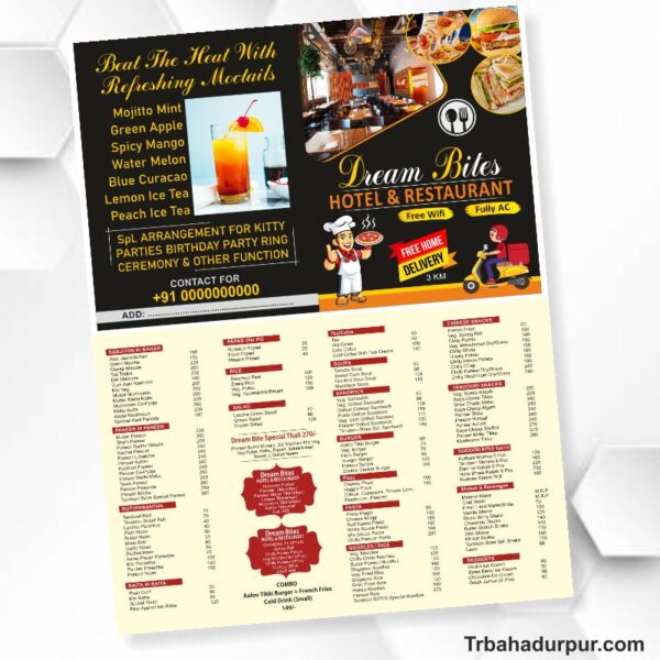 Hotel Restaurant Menu card design