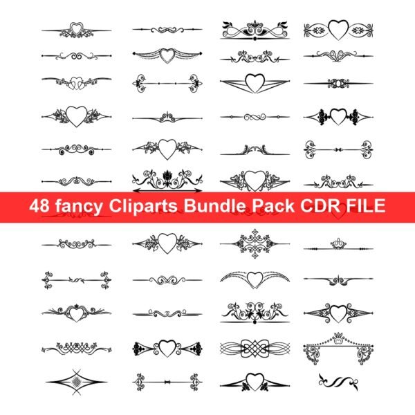 48 Fancy cliparts bundle pack cdr file