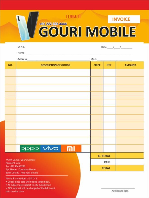 MOBILE BIIL BOOK