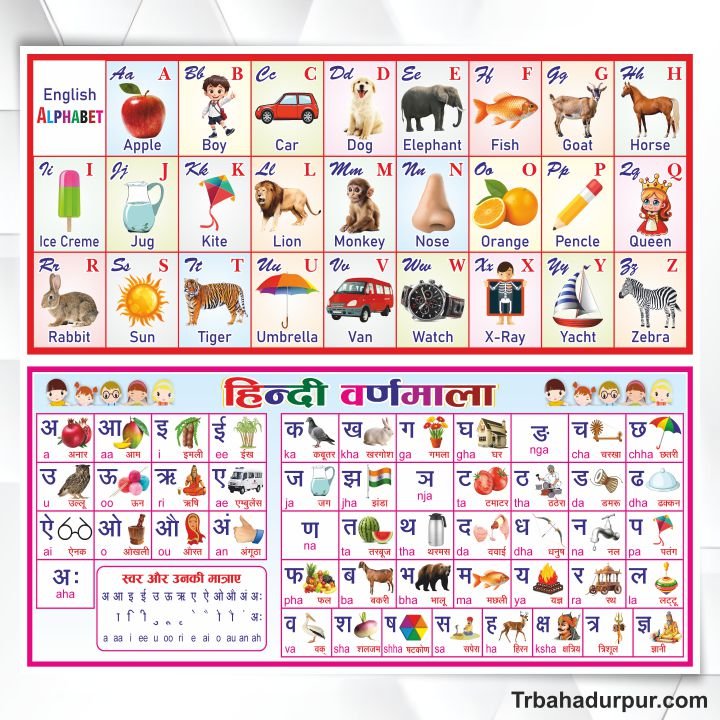 English Alphabet and Hindi Varnamala Banner Design cdr file