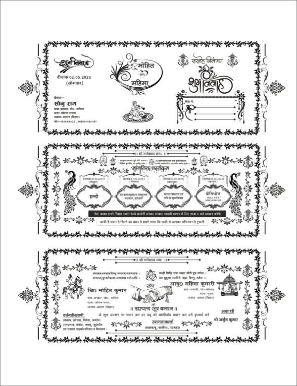 Hindu Premium Wedding card Design With Fonts CDR 4in1 - Image 7