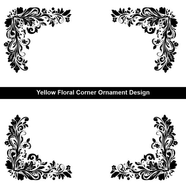 Yellow Floral Corner Ornament Cliparts Design cdr File - Image 2