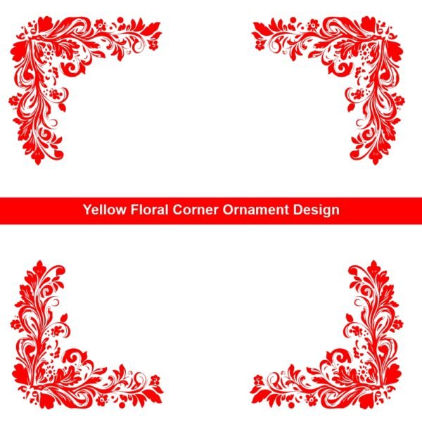 Yellow Floral Corner Ornament Cliparts Design cdr File