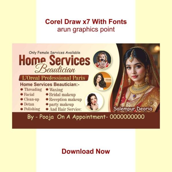 Beauty Parlor Home Services Business Card Design